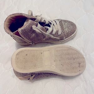 Jumping Bean Girl's High-Top Shoes Gold Glitter W/Stars Sneaker Toddler Sz 11